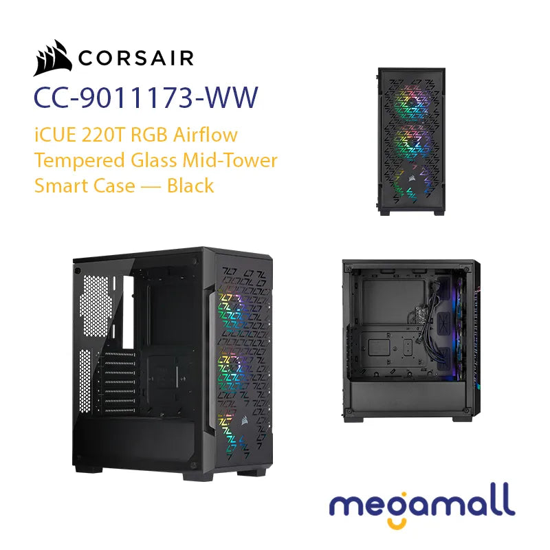 iCUE 220T RGB Airflow Tempered Glass Mid-Tower Smart Case