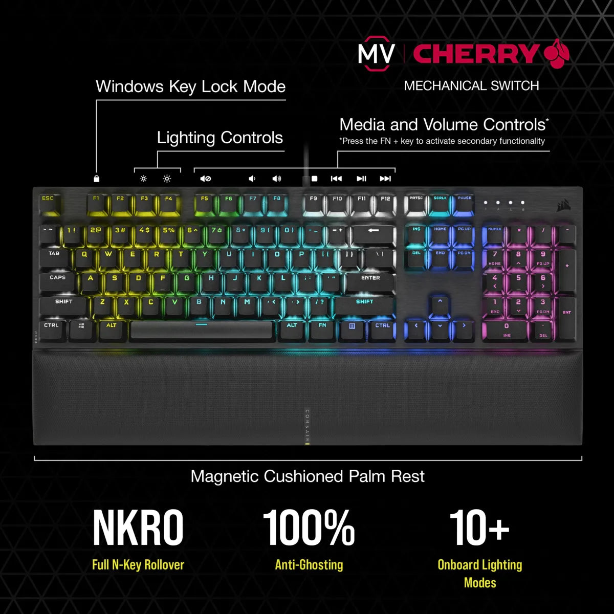 K60 RGB PRO SE Mechanical Gaming Keyboard - 100% CHERRY MV Mechanical Keyswitches - Black