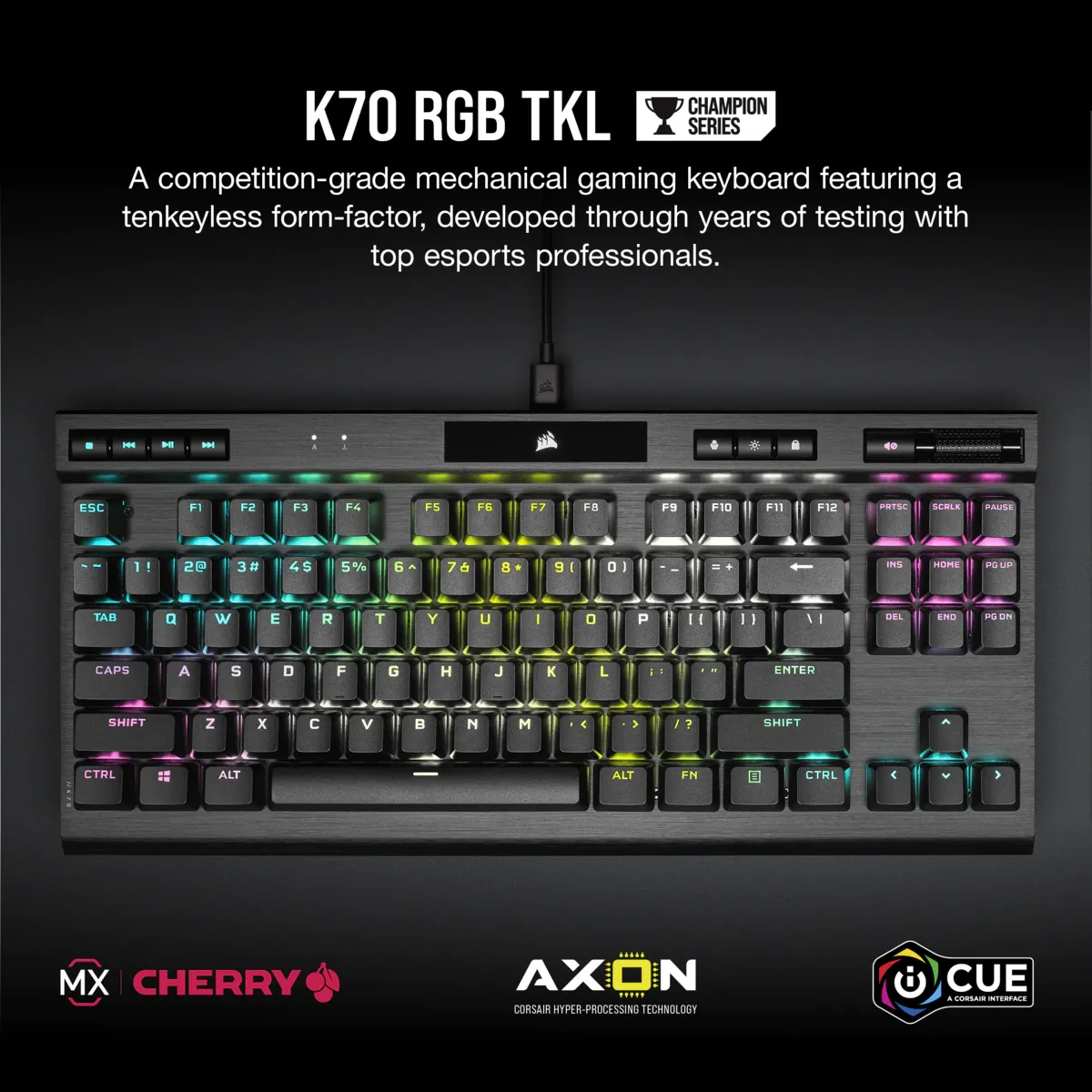 K70 RGB TKL Champion Series Mechanical Gaming Keyboard - CHERRY MX SPEED