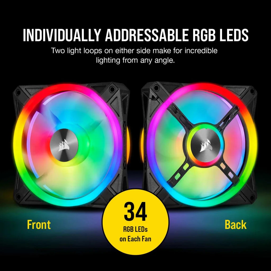 iCUE QL120 RGB 120mm PWM Triple Fan with Lighting Node CORE