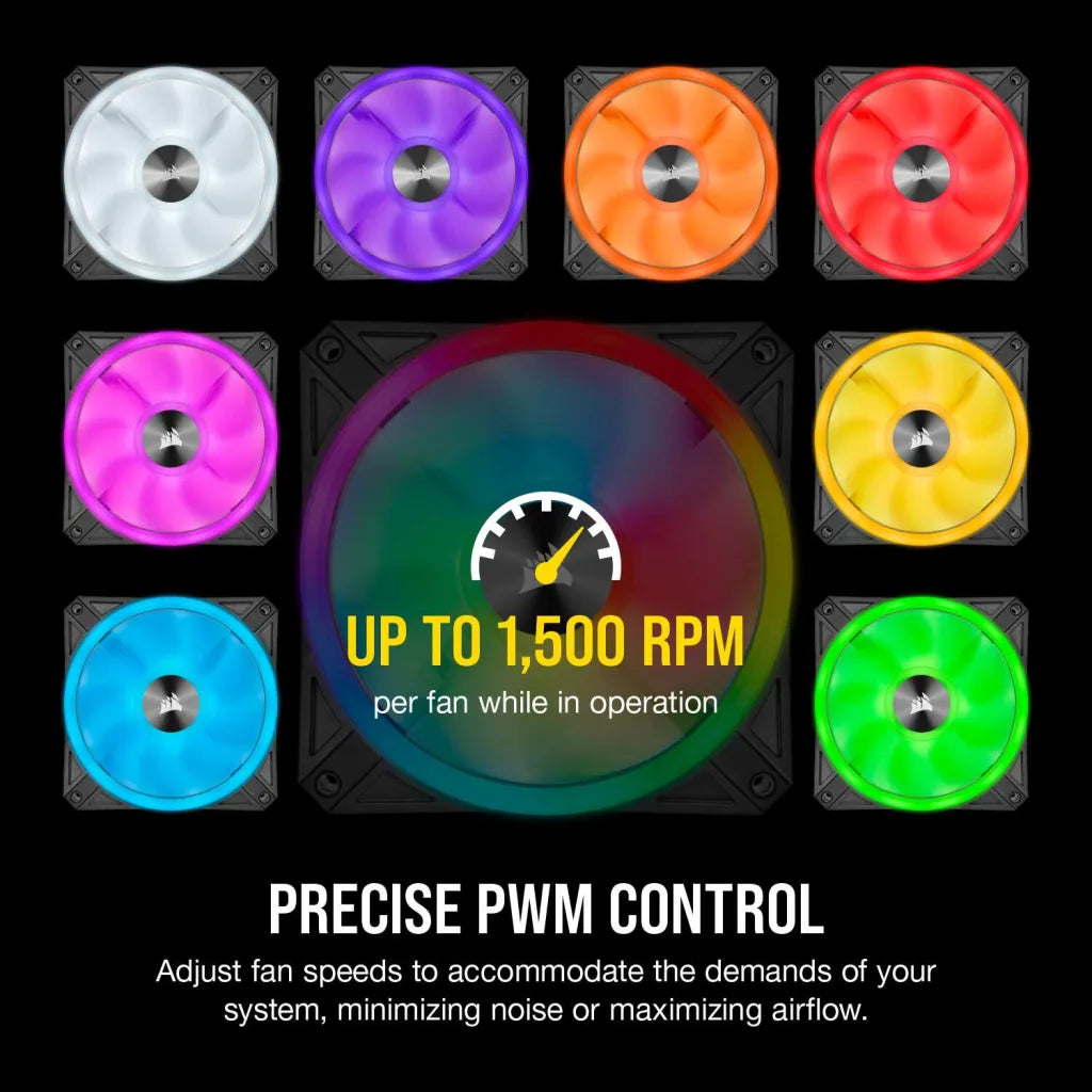 iCUE QL120 RGB 120mm PWM Triple Fan with Lighting Node CORE