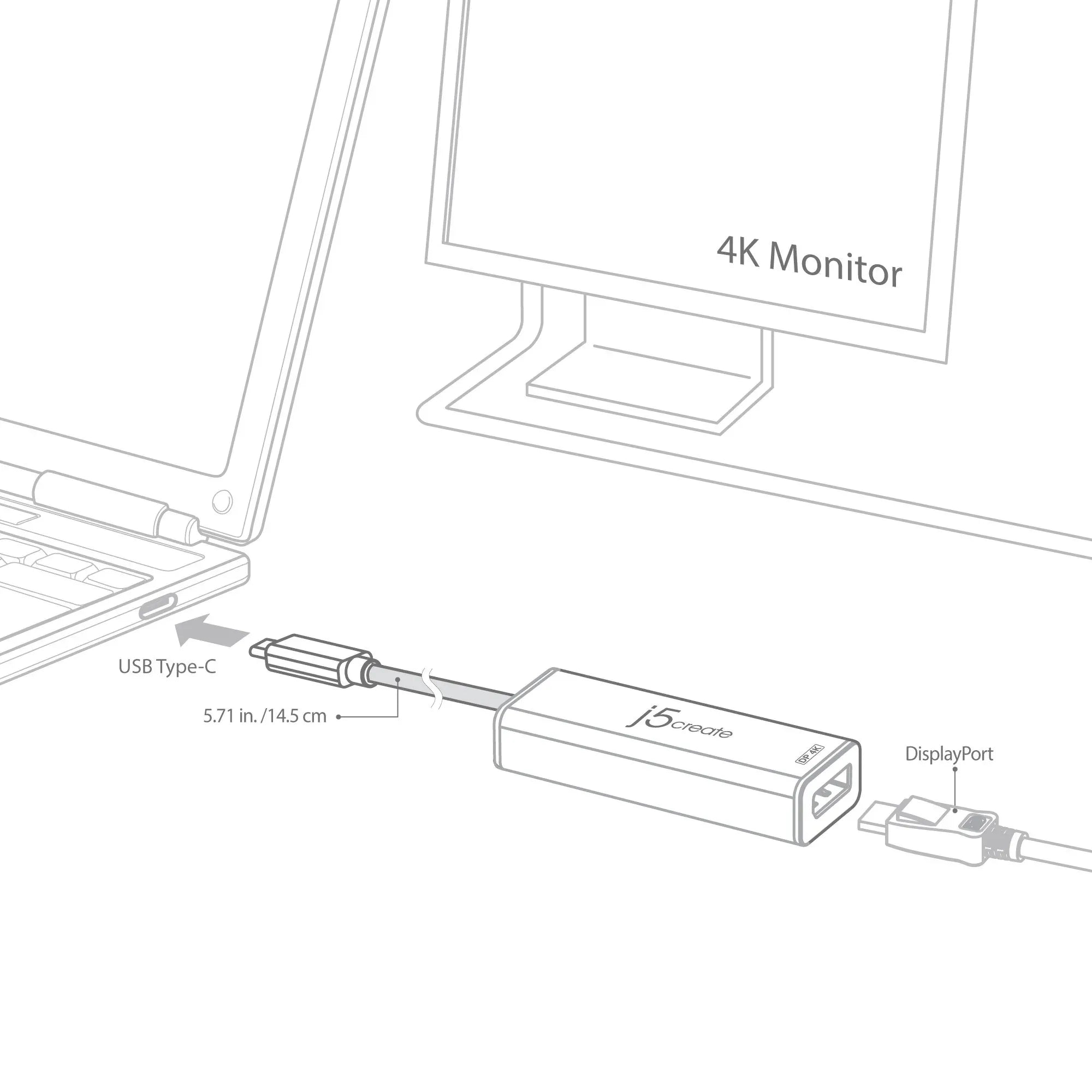 JCA140 - USB Type-C to 4K DisplayPort Adapter