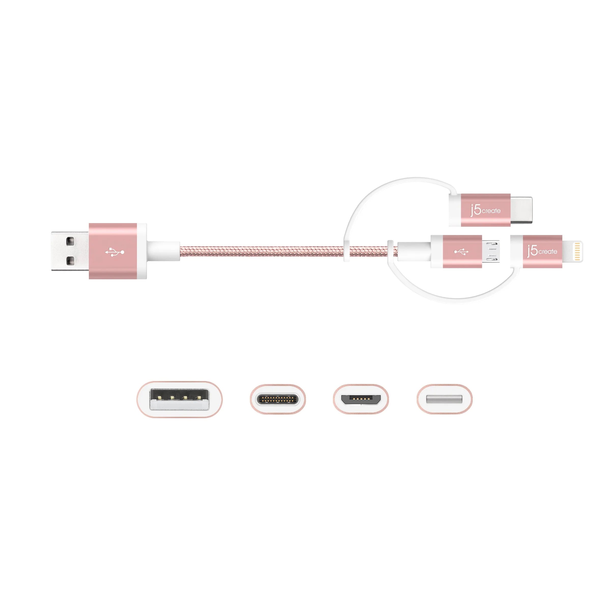 JMLC11 - 3-in-1 Charging Sync Cable - Lightning + Type-C + Micro-B