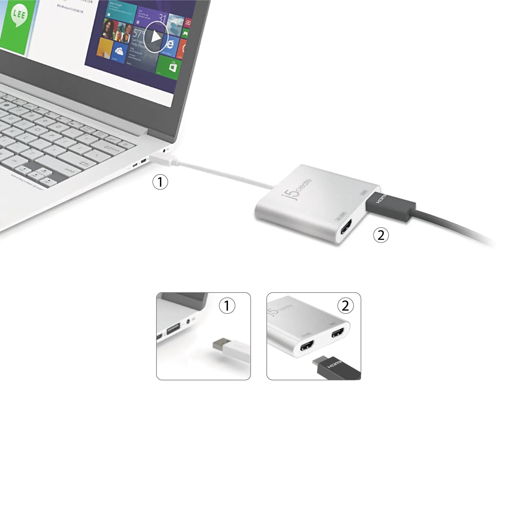 JUA365 - USB 3.0 to Dual HDMI Multi-Monitor Adapter