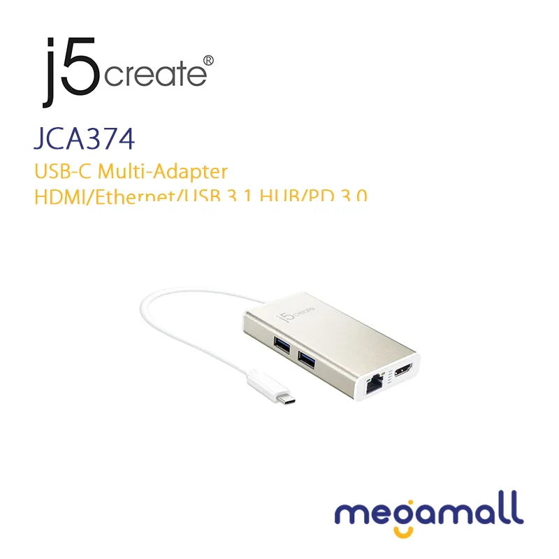 JCA374 - USB-C Multi-Adapter - HDMI/Ethernet/USB 3.1 HUB/PD 3.0