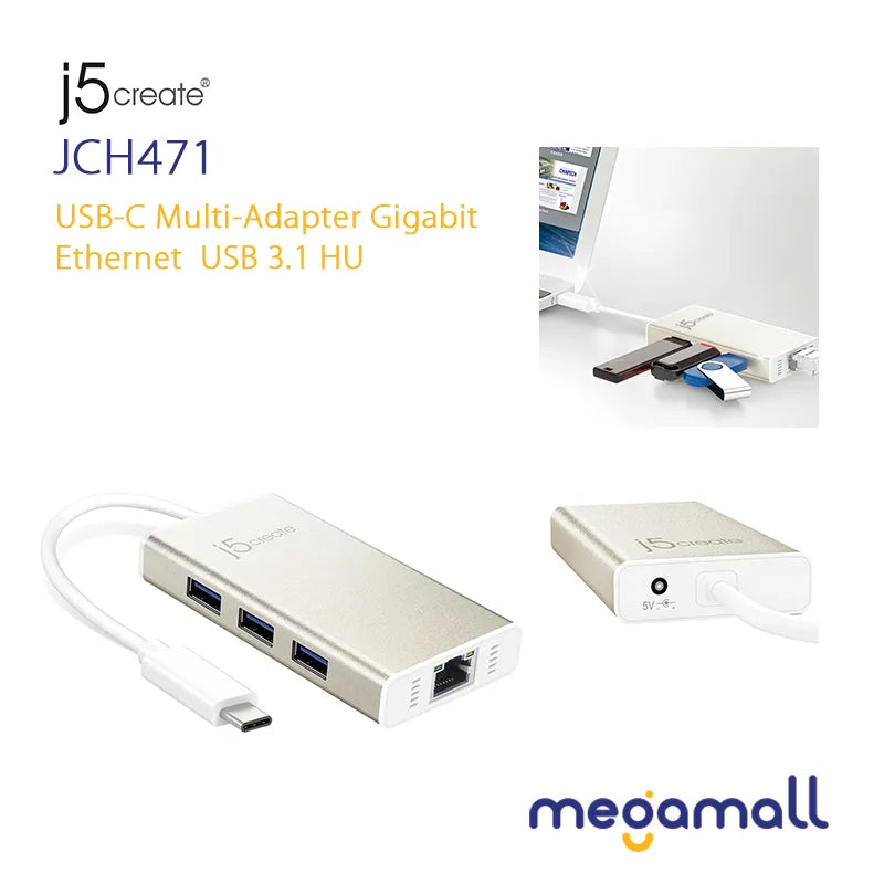 JCH471 - USB-C Multi-Adapter Gigabit Ethernet / USB 3.1 HUB