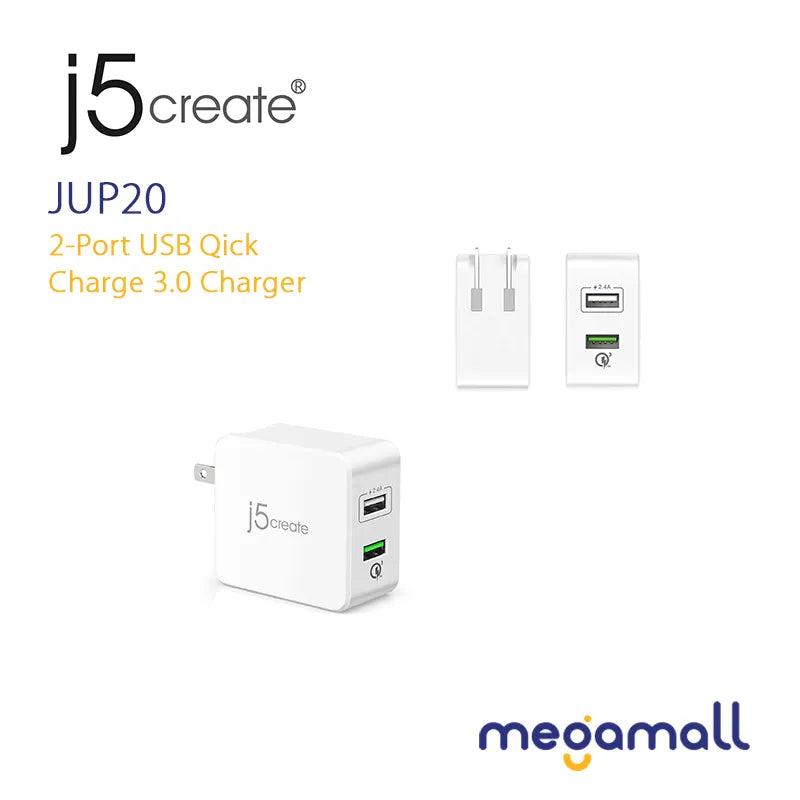 JUP20 - 2-Port USB QC 3.0 Charger