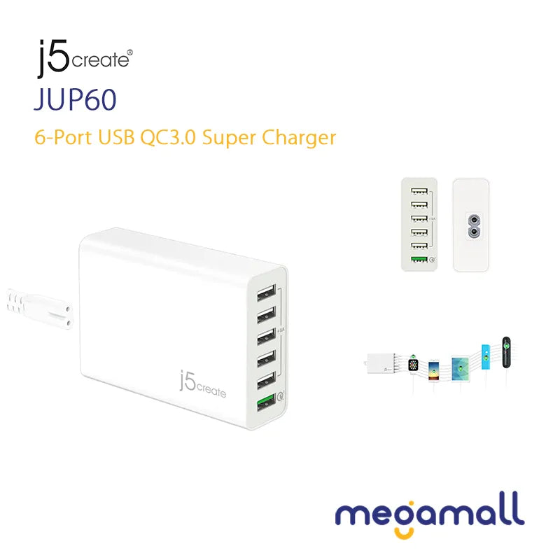 JUP60 - 6-Port USB QC3.0 Super Charger