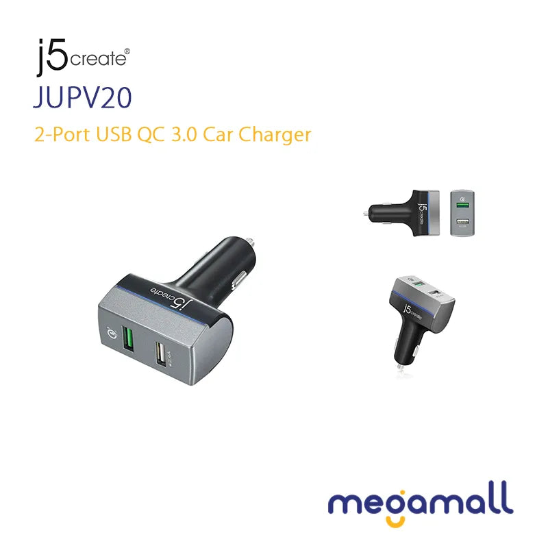 JUPV20 - 2-Port USB QC 3.0 Car Charger