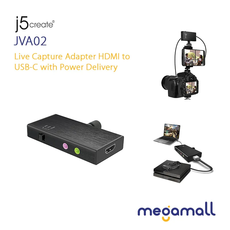 JVA02 - Live Capture Adapter HDMI to USB-C with Power Delivery