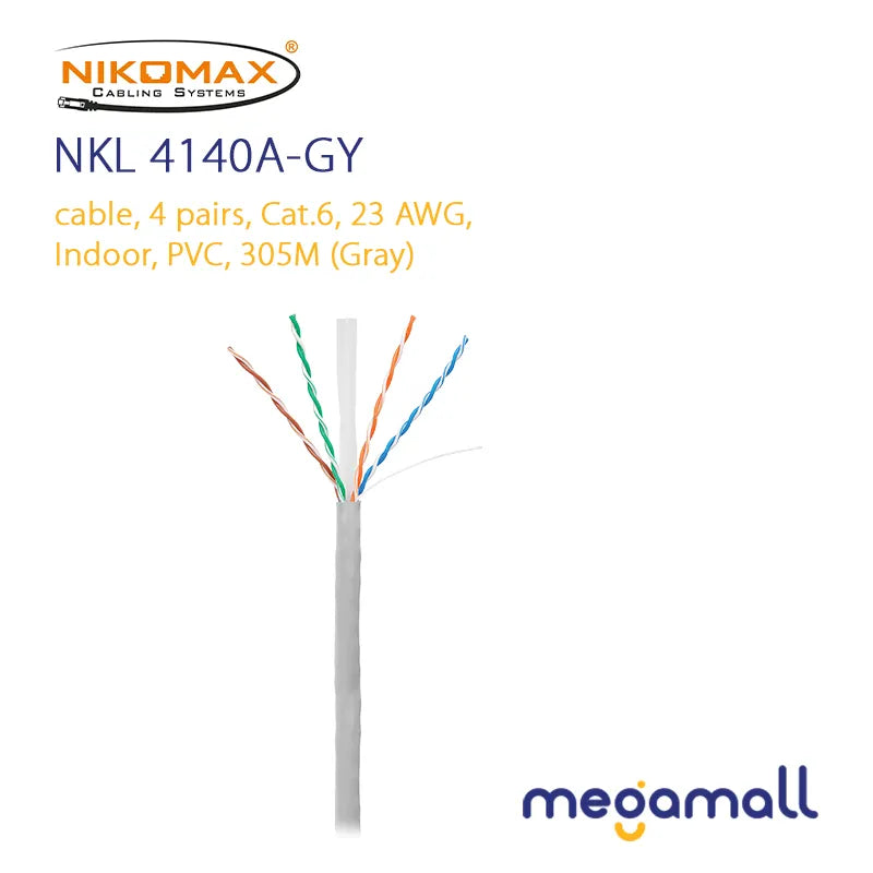 NKL 4140A-zz - NIKOLAN U / UTP Cable, 4 Pairs, Cat.6, 23 AWG, Indoor, PVC, 305M