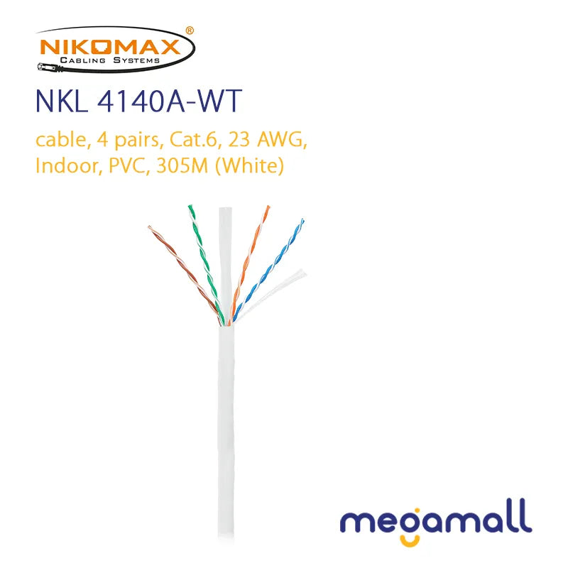 NKL 4140A-zz - NIKOLAN U / UTP Cable, 4 Pairs, Cat.6, 23 AWG, Indoor, PVC, 305M