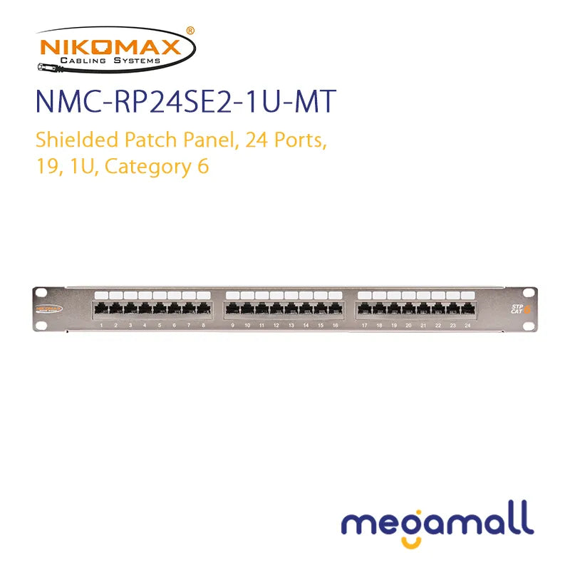 NMC-RP24SE2-1U-MT - Shielded Patch Panel, 24 ports, 19, 1U, Category 6