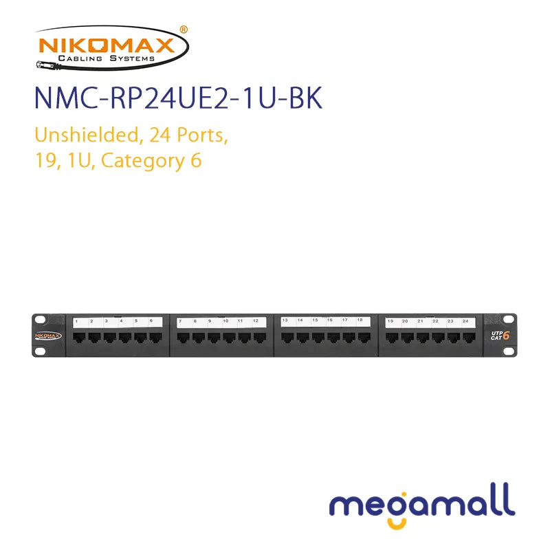 NMC-RP24UE2-1U-BK - Unshielded Patch Panel, 24 Ports, 19 ", 1U, Category 6