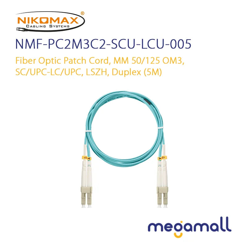 NMF-PC2M3C2-SCU-LCU-xxx - Fiber Optic Patch Cord, MM 50/125 OM3, SC/UPC-LC/UPC, LSZH, Duplex