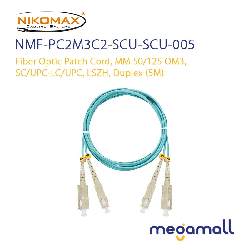 NMF-PC2M3C2-SCU-SCU-xxx - Fiber Optic Patch Cord, MM 50/125, OM3,SC/UPC-SC/UPC, LSZH, Duplex