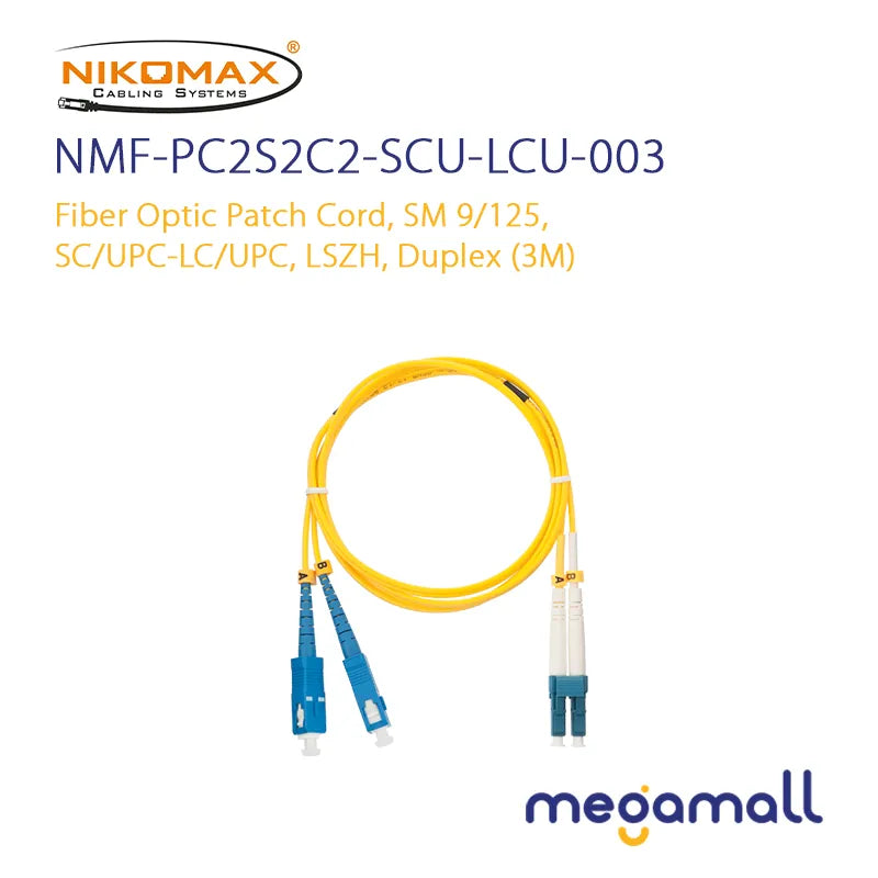 NMF-PC2S2C2-SCU-LCU-xxx - Fiber Optic Patch Cord, SM 9/125, SC/UPC-LC/UPC, LSZH, Duplex