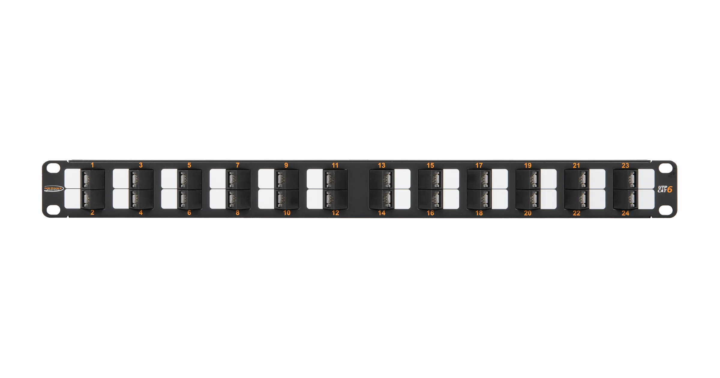 NMC-RP24UE2-AN-1U-BK - Unshielded Patch Panel with Angled Ports, 24 Ports, 19 ", 1U, Category 6