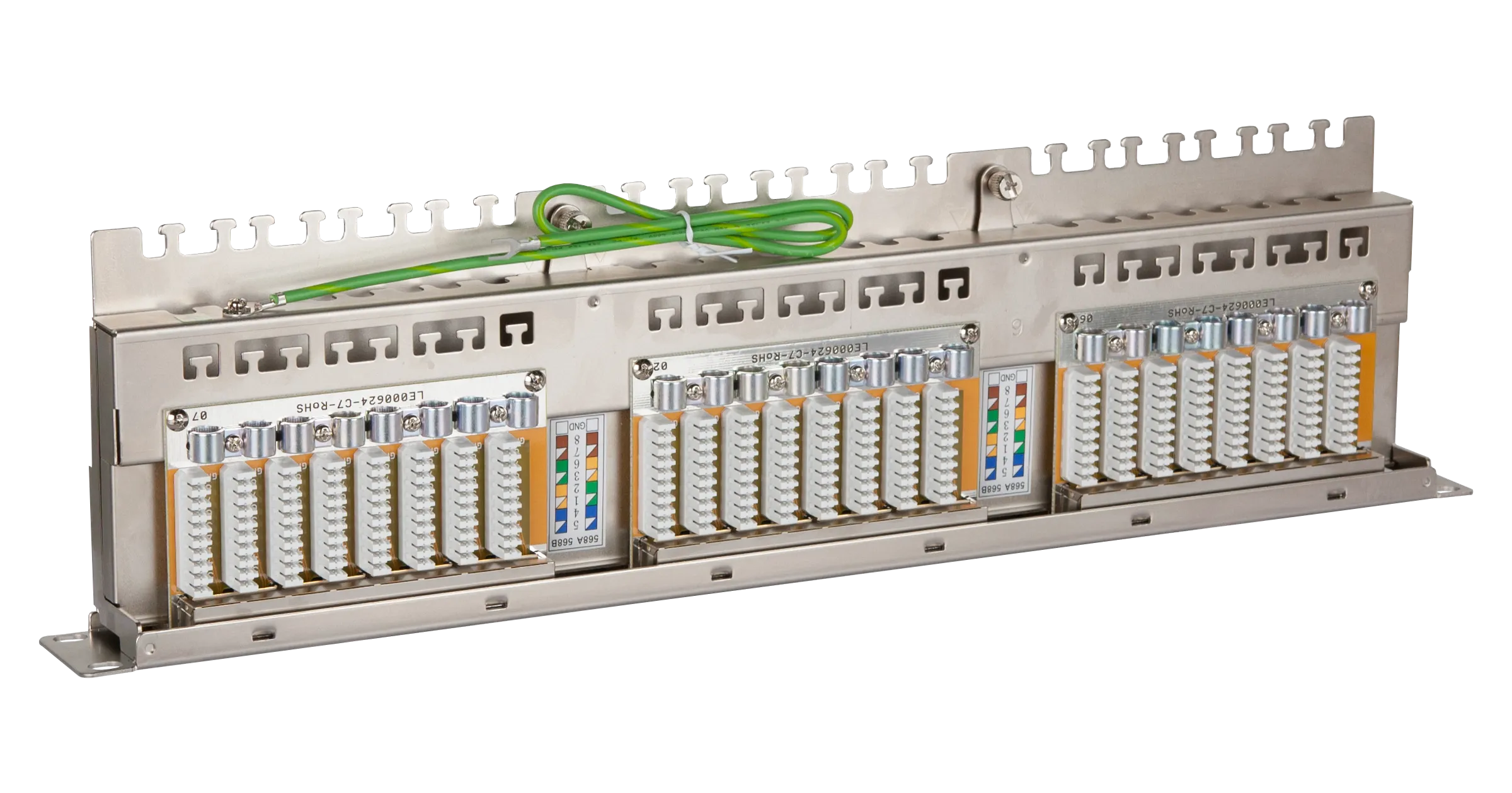 NMC-RP48SE2-1U-MT - Shielded Patch Panel, 48 Ports, 19'', 1U, Cat.6, RJ45 /8P8C, 110/KRONE, T568A/B