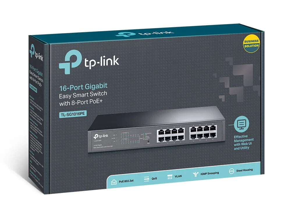 TL-SG1016PE - 16-Port Gigabit Easy Smart PoE Switch with 8-Port PoE+